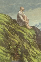 Don Quijote auf der Sierra Morena bei der Buße (Chromolitho)
